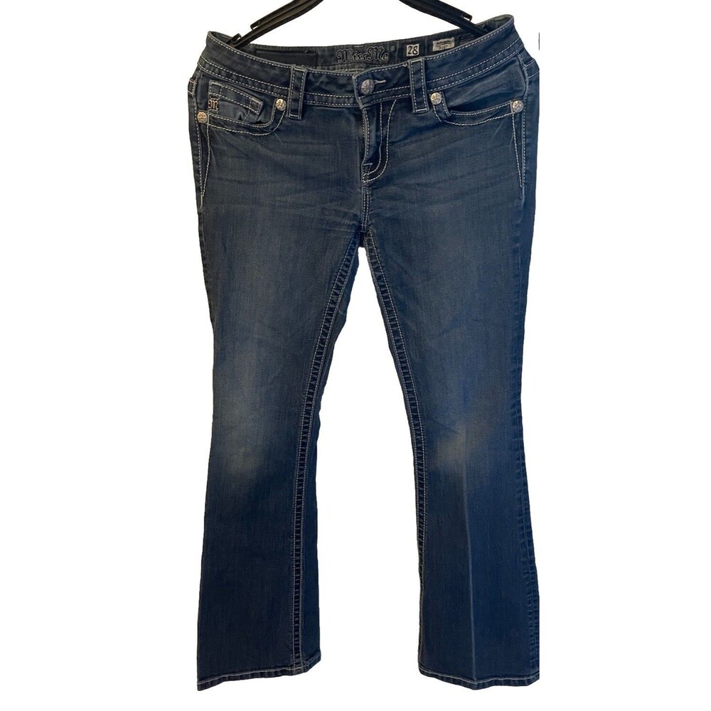 MISS ME Blue DENIM BOOT CUT jeans mid rise Size 28 Woman’s